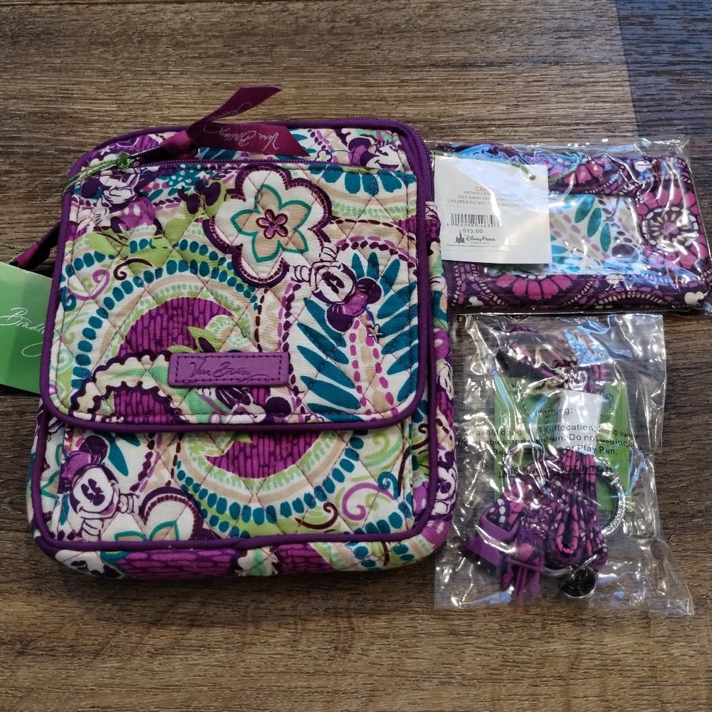 Disney Parks x Vera Bradley Mini Hipster Crossbody, Zip ID, & Lanyard Set - Rare